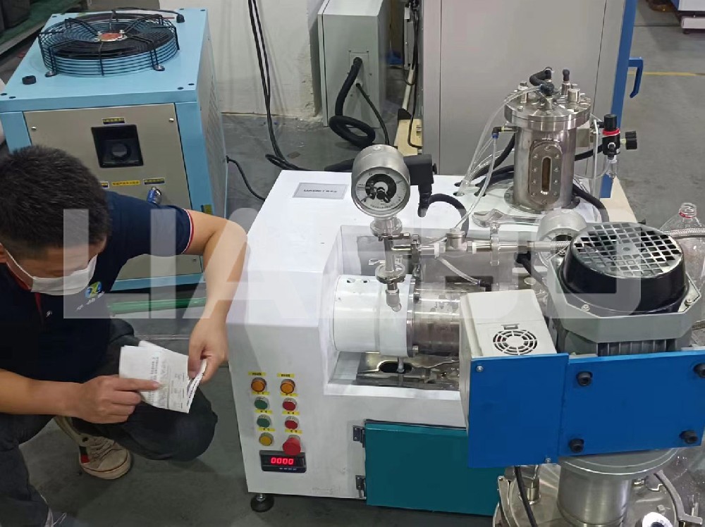 廣東某鋰電企業(yè)2L納米砂磨機(jī)調(diào)試成功